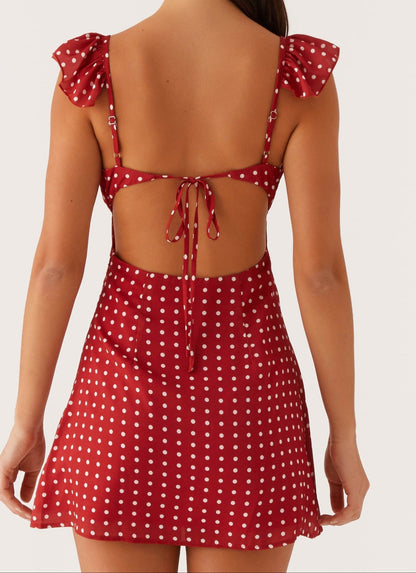 Agnola mini dress – red with polka dots