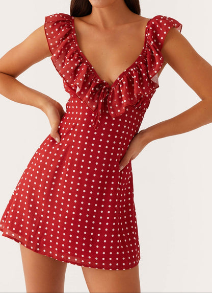 Agnola mini dress – red with polka dots