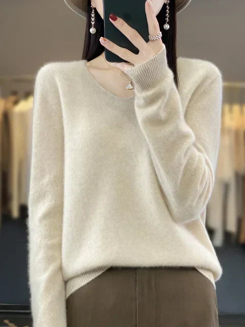 Green V-neck cashmere sweater - Clara