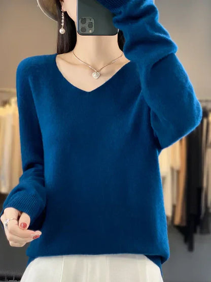 Green V-neck cashmere sweater - Clara