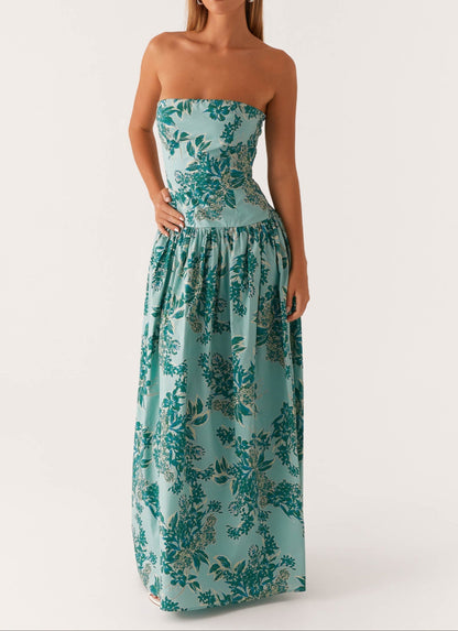 Agnesca Maxi Dress – Cloud Blue Floral Print