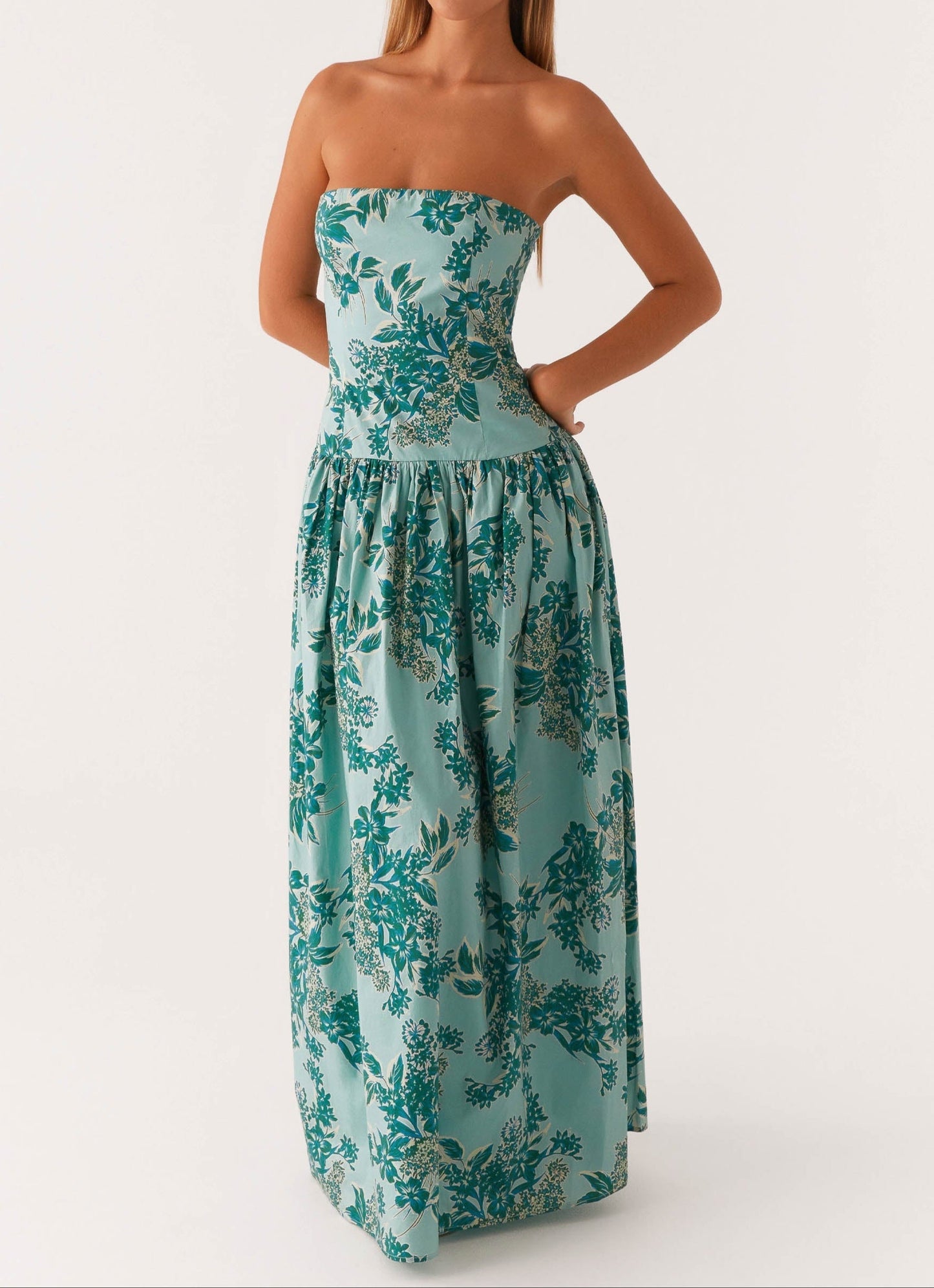 Agnesca Maxi Dress – Cloud Blue Floral Print