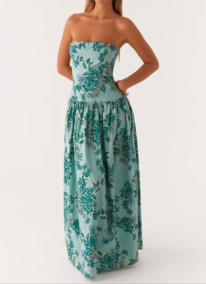 Agnesca Maxi Dress – Cloud Blue Floral Print