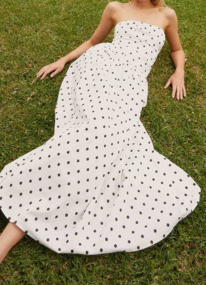 Jolanda Maxikleid – Weiße Polka Dots