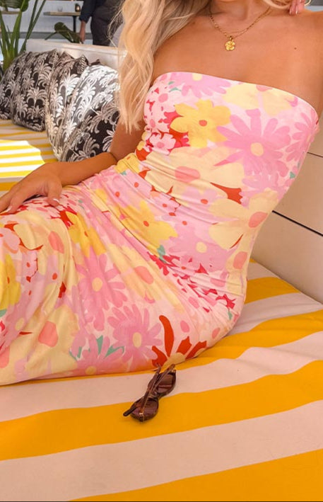 Barbarella Maxikleid mit Erdbeer Mädchen Print