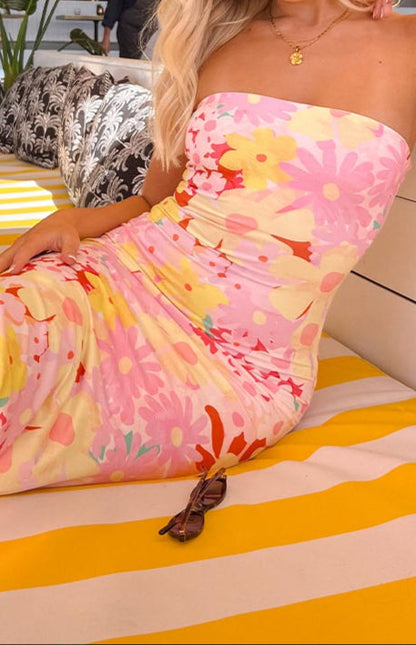 Barbarella Maxikleid mit Erdbeer Mädchen Print