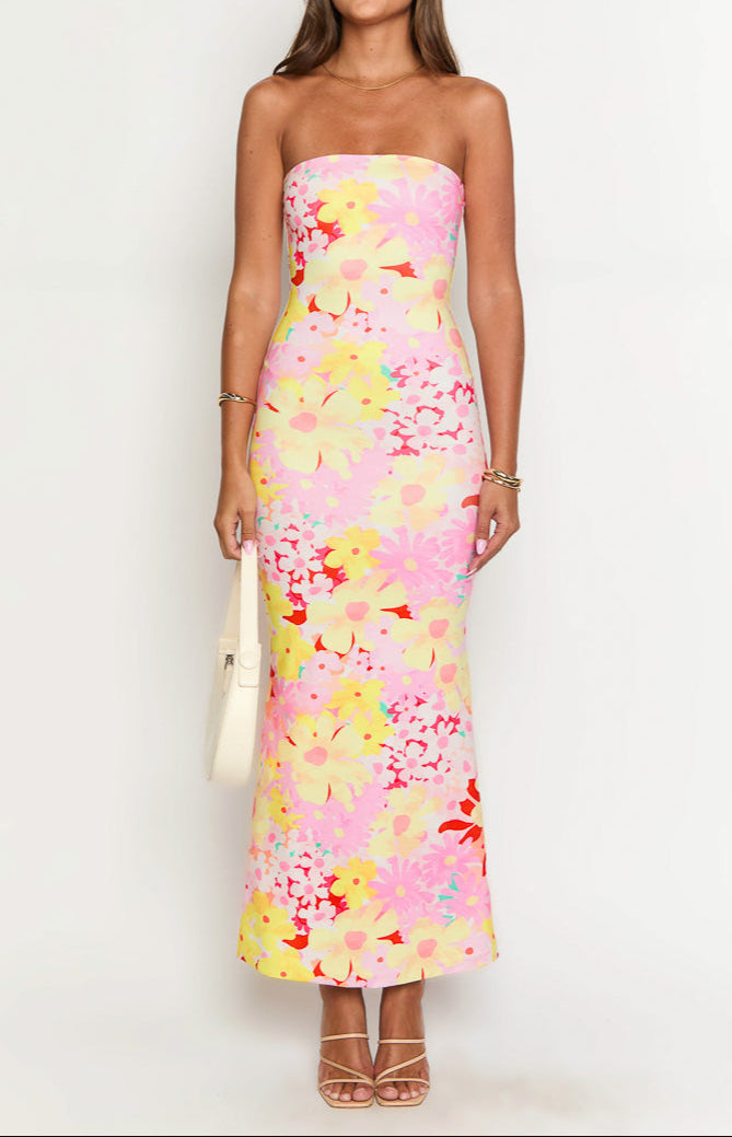 Barbarella Maxikleid mit Erdbeer Mädchen Print