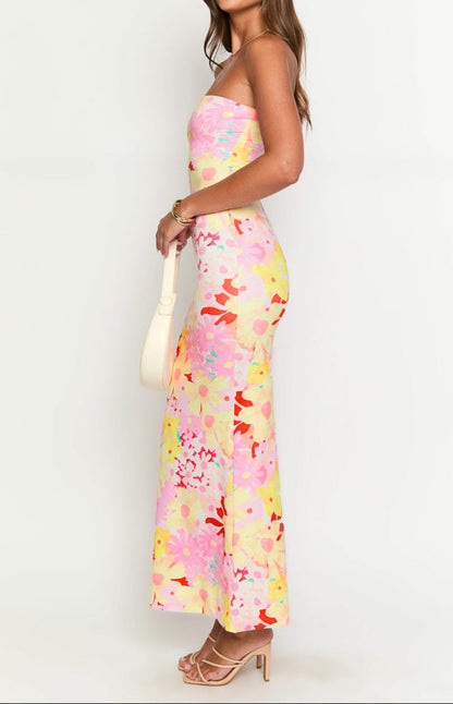 Barbarella Maxikleid mit Erdbeer Mädchen Print