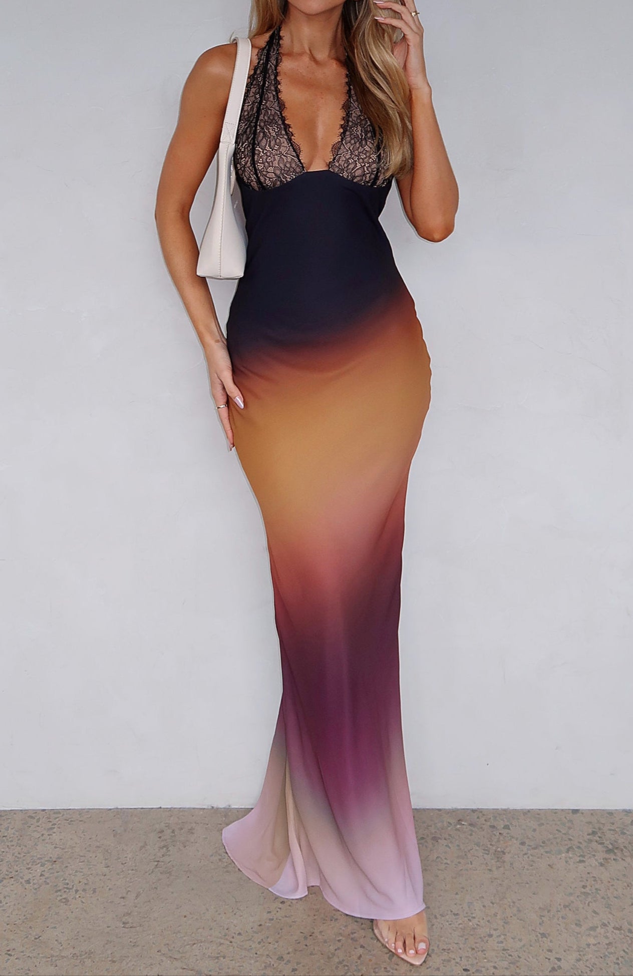 Alejandra Maxi Dress Chestnut Brown Ombre