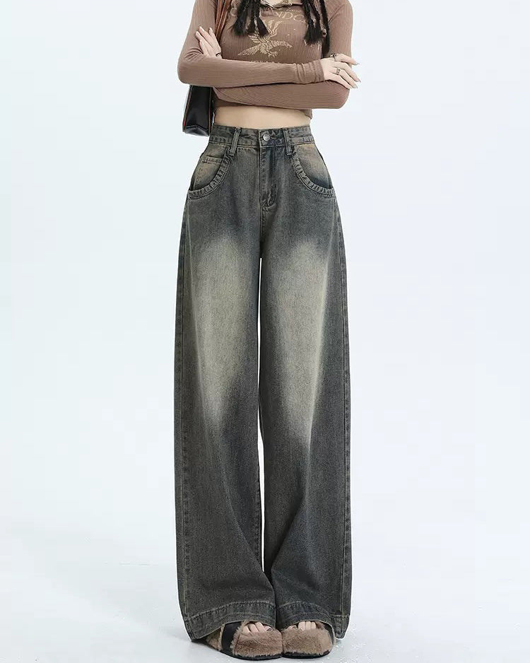 Schwarze Vintage Wasch Effekt Boyfriend Jeans