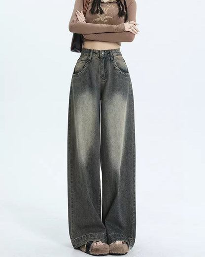 Schwarze Vintage Wasch Effekt Boyfriend Jeans