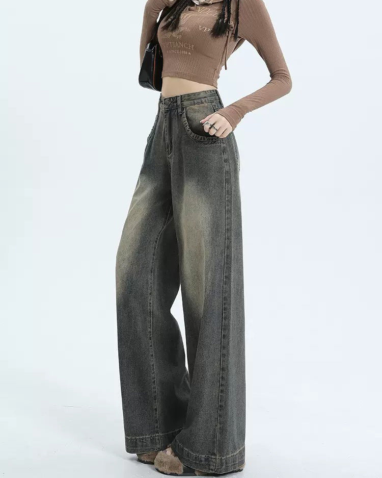 Schwarze Vintage Wasch Effekt Boyfriend Jeans