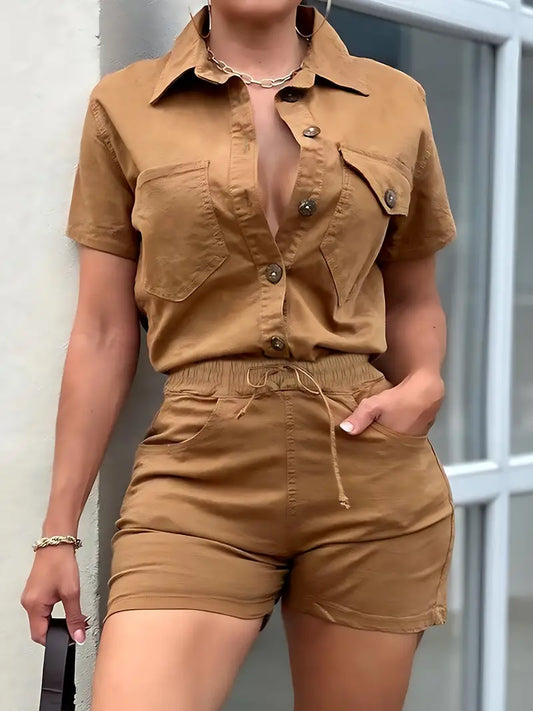 Elizabeth - Stylisches Zweiteiler-Set mit Kurzarm-Oberteil und Shorts