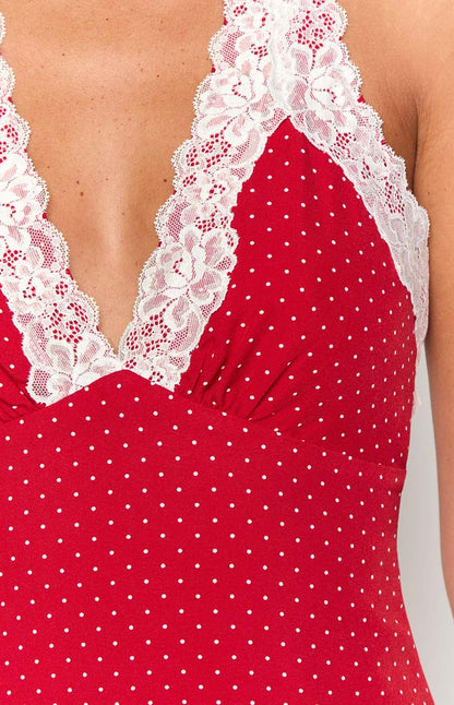 Rin Rotes Minikleid mit Polka Dots