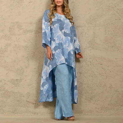 Blue floral set with long top - Hanna