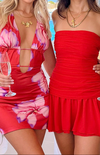 Bambalina Rotes Trägerloses Minikleid