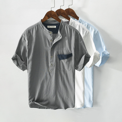 Light blue shirt with breast pocket - Finn