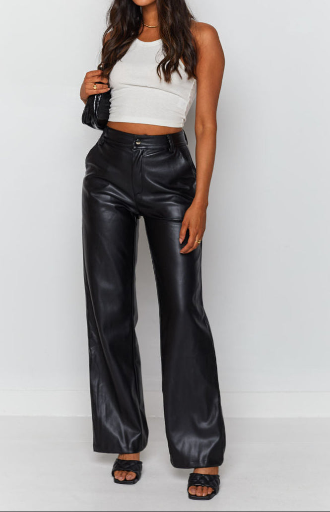 Pantalon Izabella Cool Shade en PU noir