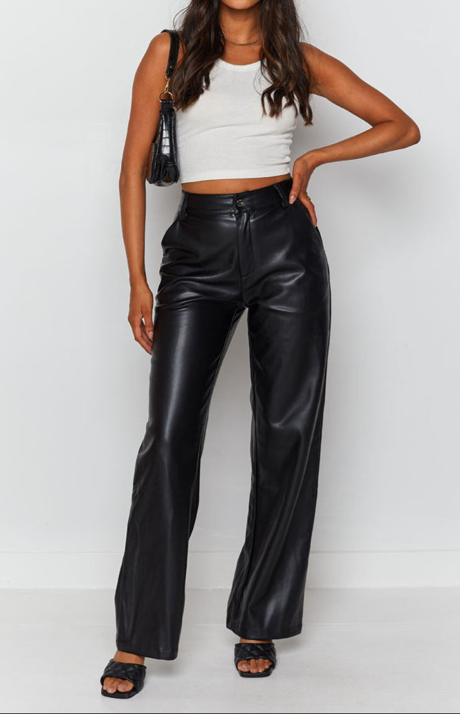 Pantalon Izabella Cool Shade en PU noir