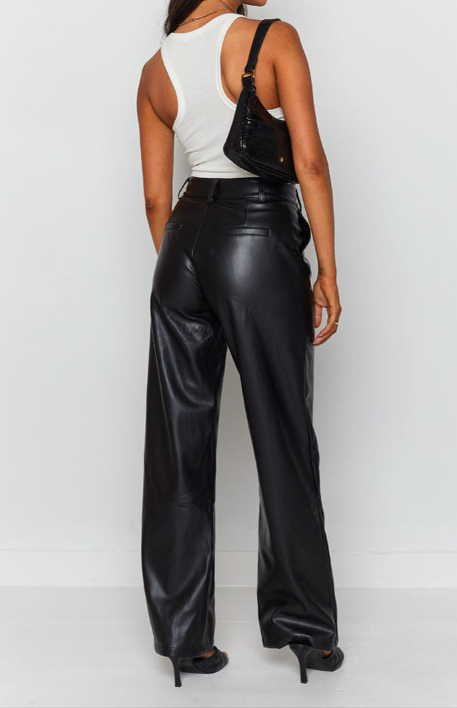 Pantalon Izabella Cool Shade en PU noir