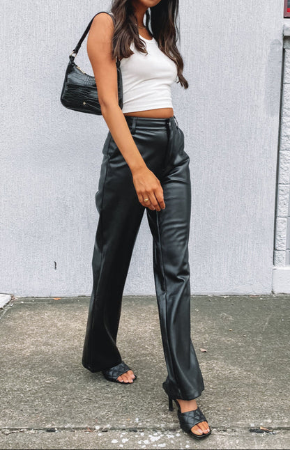 Pantalon Izabella Cool Shade en PU noir