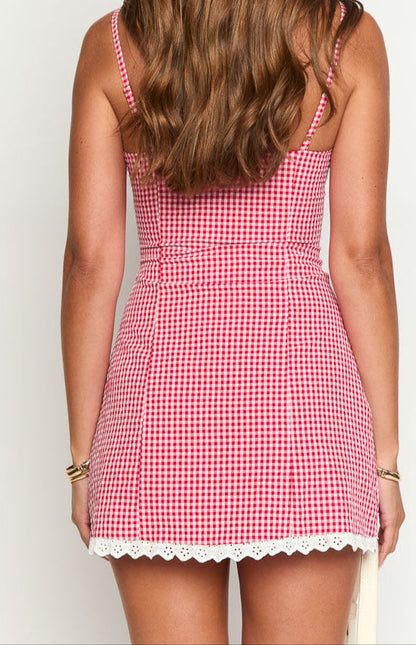 Beronia Rotes Gingham Minikleid