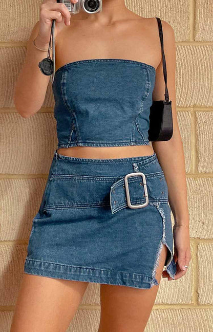 Maddalena Gürtel Denim Minirock