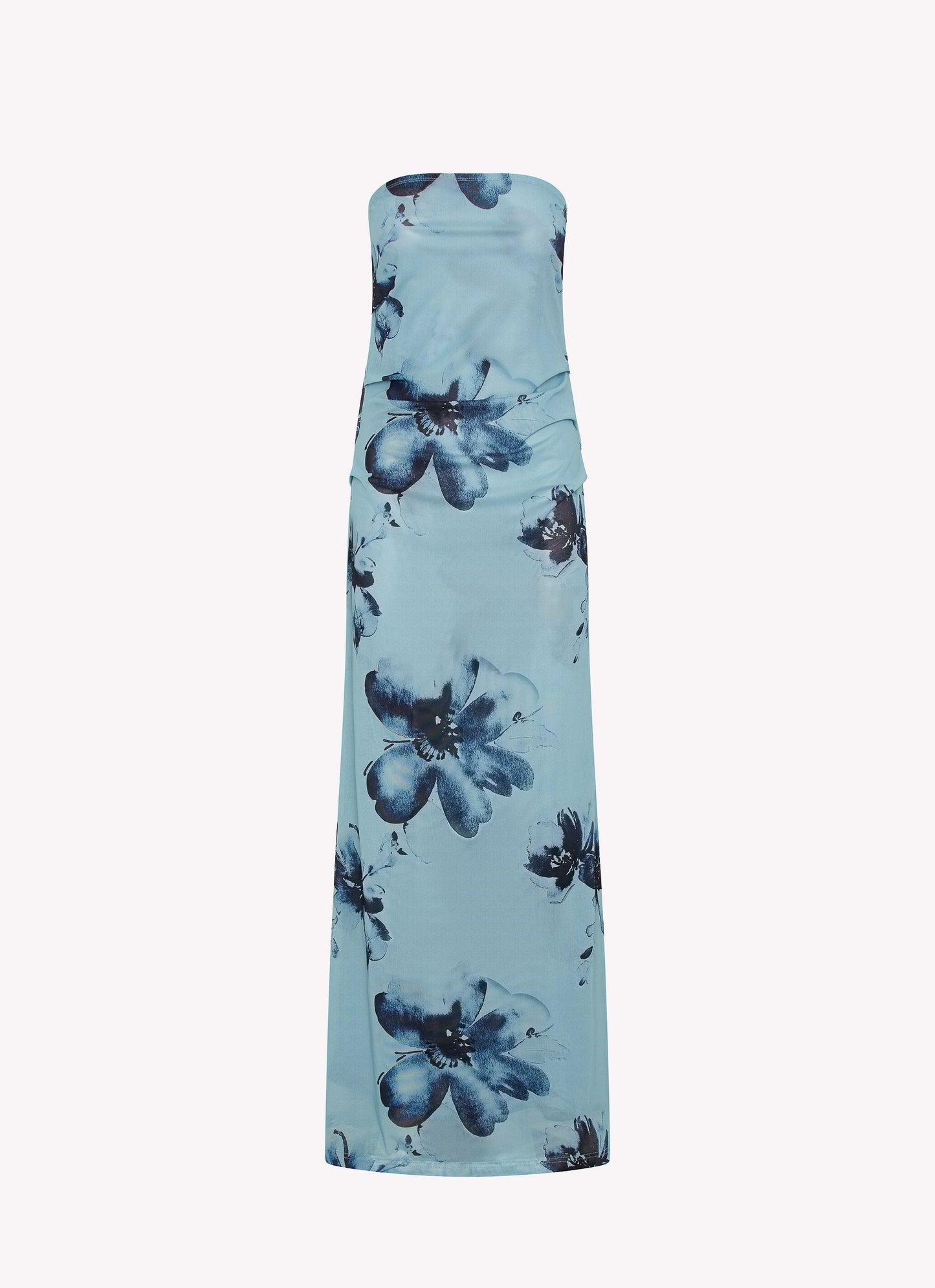 Robe longue Massima – Bleu-noir à imprimé floral