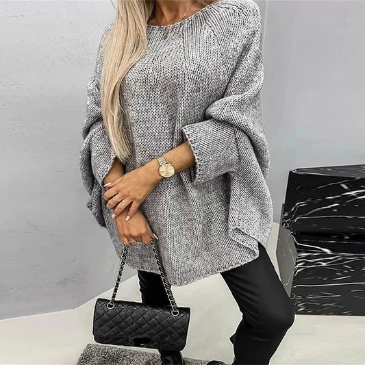 Gray oversized knitted blouse - Clara