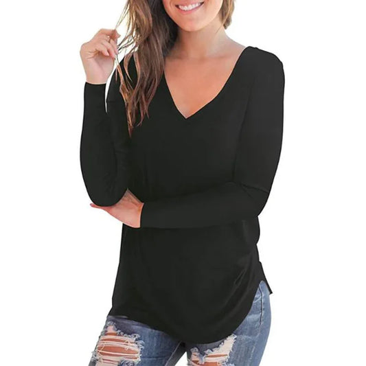 Black V-neck blouse - Clara