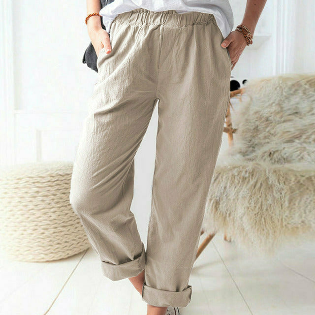 Einfarbige Hose Mit Geradem Bein Khaki