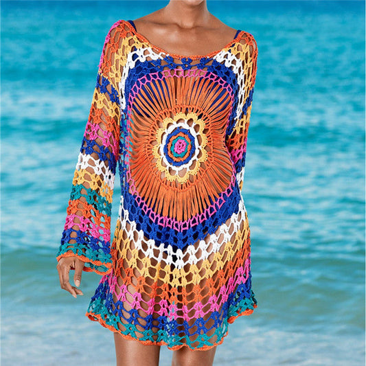 Bunt gestrickte Bademode Strand Bikini Cover Up