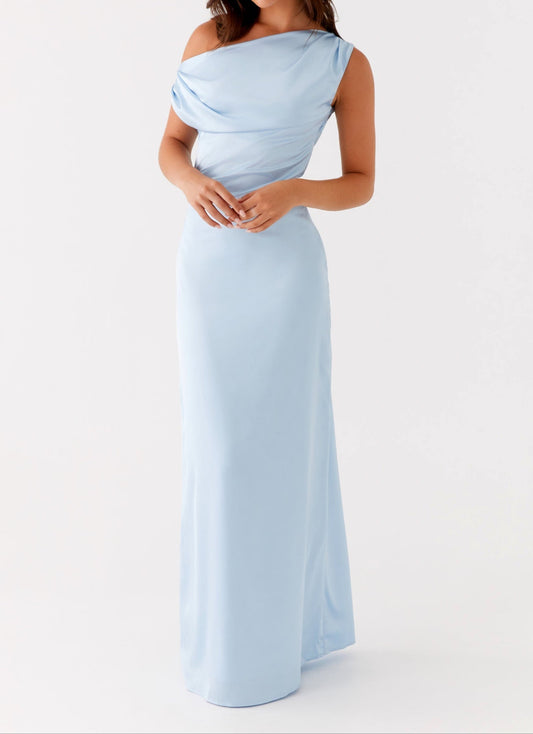 Emily Satin Maxi Dress – Blue