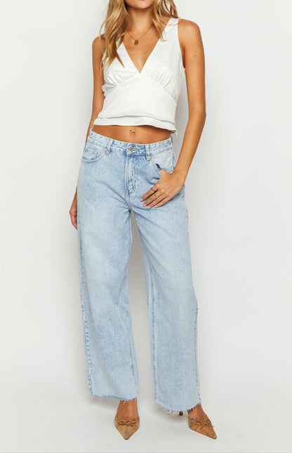 Paola Top in Elfenbein mit Blüten Details Satin