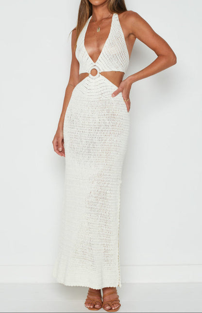 Isotta crochet halterneck midi dress