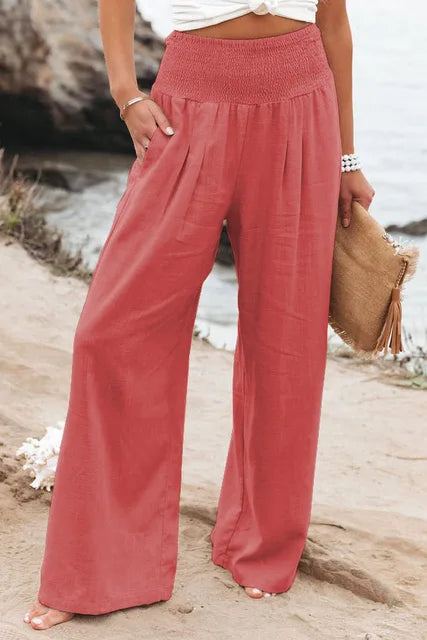 Black high waist linen pants - Clara