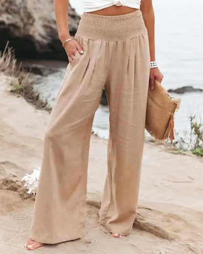 Black high waist linen pants - Clara