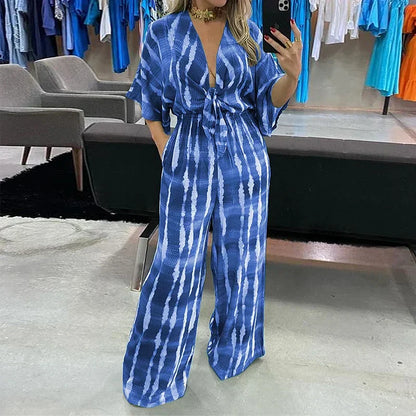 Blue tie-dye jumpsuit - Sophia