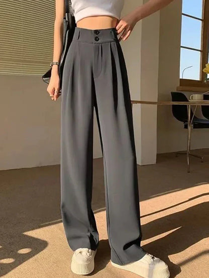 Black wide leisure trousers with button details - Mia