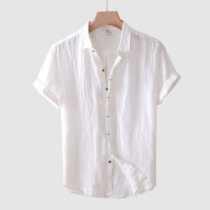 Blue short sleeve button down shirt - Leo