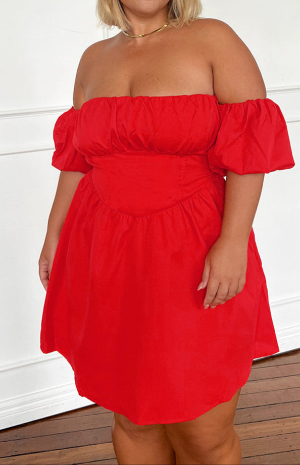 Graziella Red Off-the-Shoulder Mini Dress