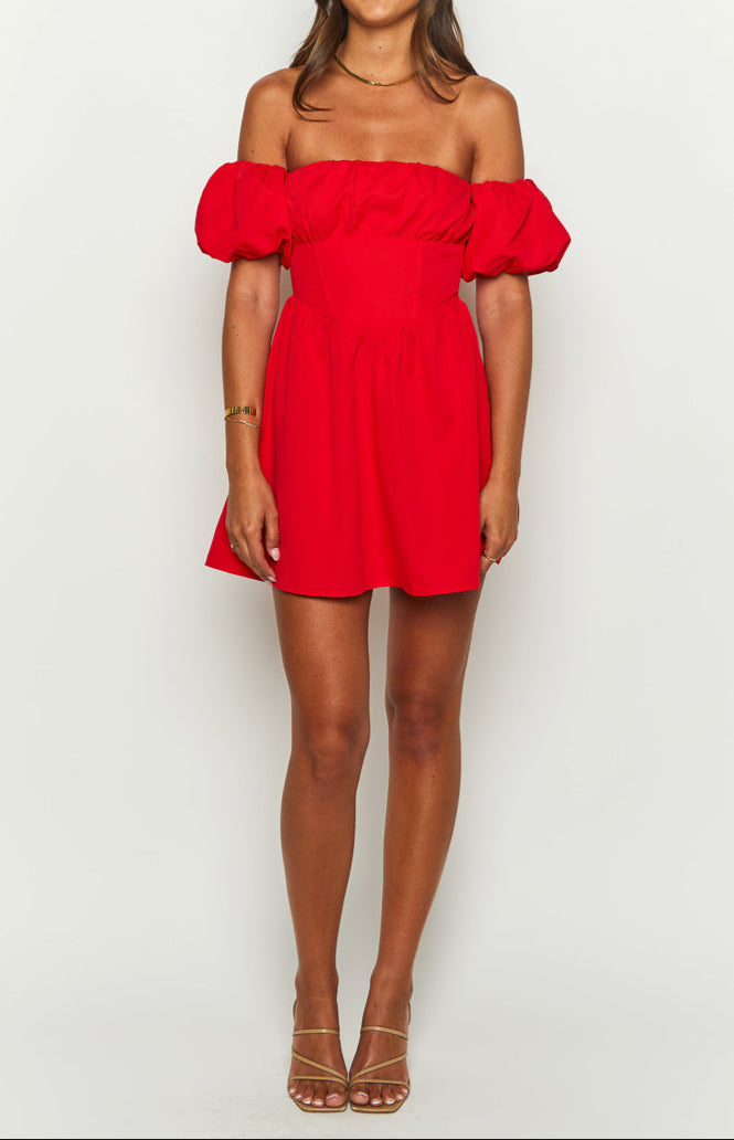 Graziella Red Off-the-Shoulder Mini Dress