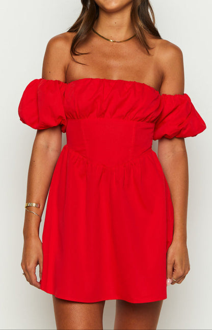 Graziella Red Off-the-Shoulder Mini Dress