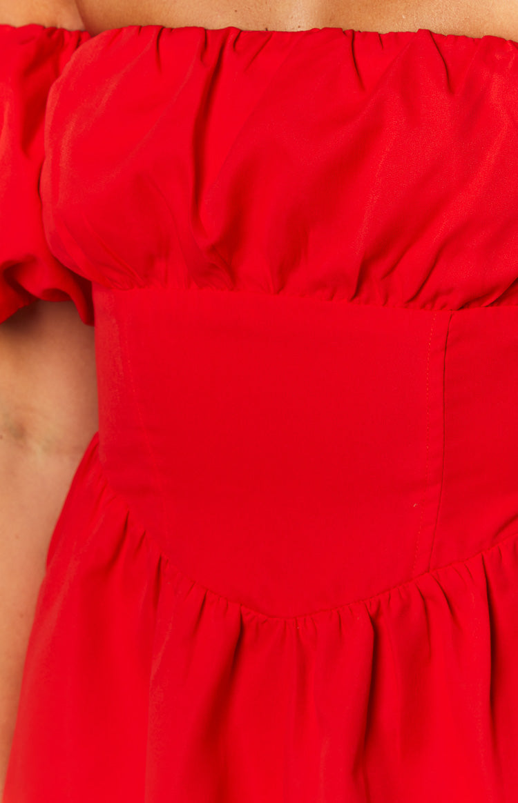 Graziella Red Off-the-Shoulder Mini Dress