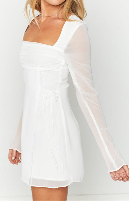 Roma Weißes Langarm Minikleid