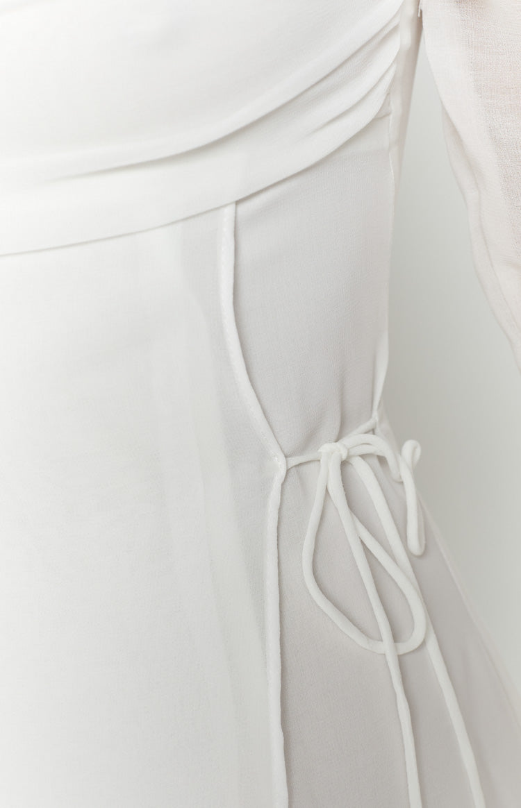 Roma Weißes Langarm Minikleid