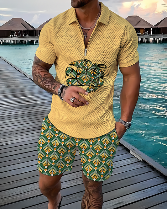 Busan South Korea Region Polo Shirt & Shorts Set