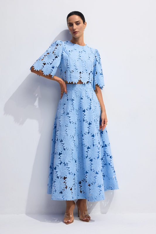 Ensemble haut court et jupe en dentelle pour femme - Lea