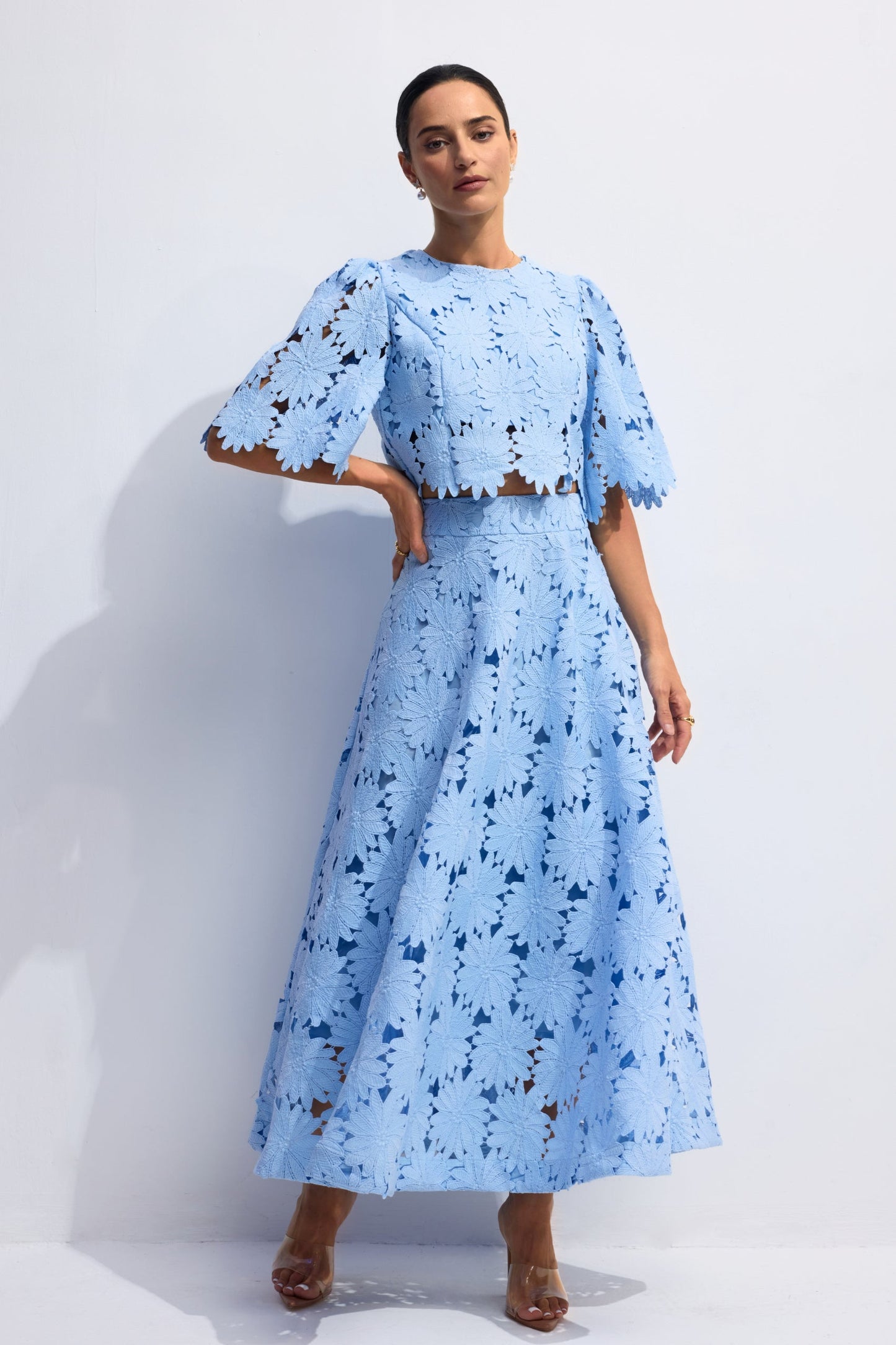 Ensemble haut court et jupe en dentelle pour femme - Lea