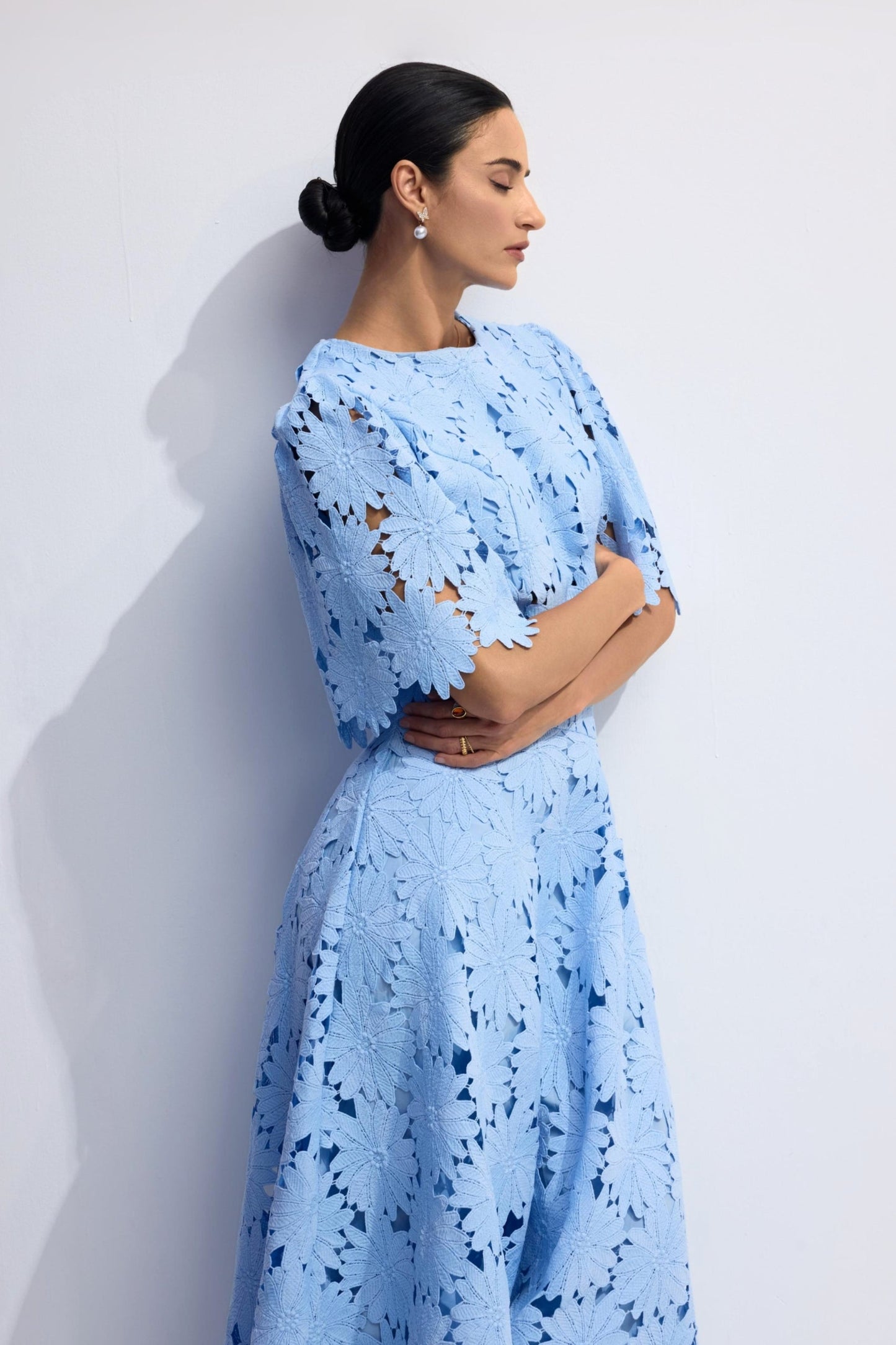 Ensemble haut court et jupe en dentelle pour femme - Lea